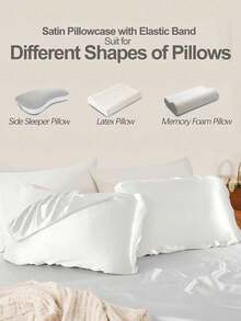 1pc/2pcs Satin Pillow Cases, Silk Pillow Cover Elastic Band Travel Pillowcover Soft Silk Satin Pillowcase For Hair Skin Standard Size/Queen Fit For Various Pillows,Secret Santa Gifts For Women,Valentine's Day Gifts, Stocking Fillers, Personalised Gifts, Christmas Gifts