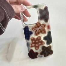 INS Korean Winter Cute Brown Checkered Ptagram Phone 17 16 15 14 13 12 11 Pro XR 8 Plus Y2K Cover.Accessories. - 彩色 - 查看 3