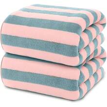 Toallas de Baño de Alta Calidad,Toallas de Baño Grandes,2 Pack Juego de Toalla de Vellón Coral,Ultra Suave de Secado Rápido,Altamente Absorbente,Fuerte Absorción de Agua para Hotel, Gimnasio - Gris - Ver 9