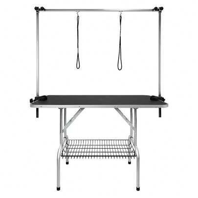 Dog Grooming Table, Pet Grooming Table, Clipping Table With Height-Adjustable Pole, 2 Straps And Scratch-Resistant Rubber Surface