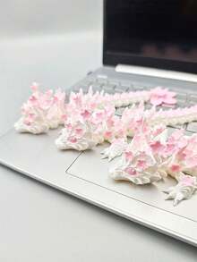 1pc Captivating 3D Printed Cute Chinese Dragon In White And Pink Statue With Joints - Perfect For Home, Office & Car Decor | Ideal Gift For Christmas & More | Plastic, No Batteries Needed (Eye Color May Vary By Batch),3d Figure,Office Decor,3d Printed Animals, - Multicolor - View 6