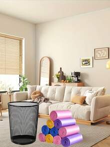 5 Rolls 75pcs Extra Large, Leak-Proof, Durable, Odorless Plastic Trash Bags, Multi-Color - Ideal For Kitchen, Bathroom, Dorm And Outdoor