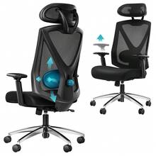 HaluPeit Ergonomischer Bürostuhl, Computerstuhl, Drehstuhl hat Verstellbarer Lordosenstütze, Kopfstütze und Armlehne, Höhenverstellung, Rückenschonend, Maximale Belastung 150 kg, Schwarz - Schwarz - Übersicht 8