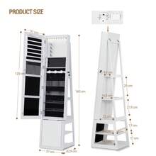 HaluPeit Jewelry Cabinets, Standing Jewelry Organizer With 360° Rotating Base, Lockable Full-Length Mirror, Large 4-Tier Storage Compartments, 4-In-1 Multifunctional - 白色 - 查看 7