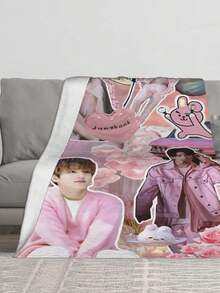 Jung Merch Kook Soft And Comfortable Warm The Wool Blanket Fan Suitable For Room Sofa Bed Car Lets Trip Camping Sofa Decoration Merch Gift Blankets - 黑色 - 查看 2