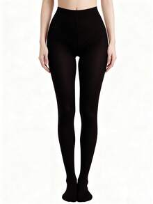 1双女士80D柔软纯色半透明高腰无脚打底裤，米色简约纯色紧身裤，适合日常穿着 - 常規款 - 查看 6