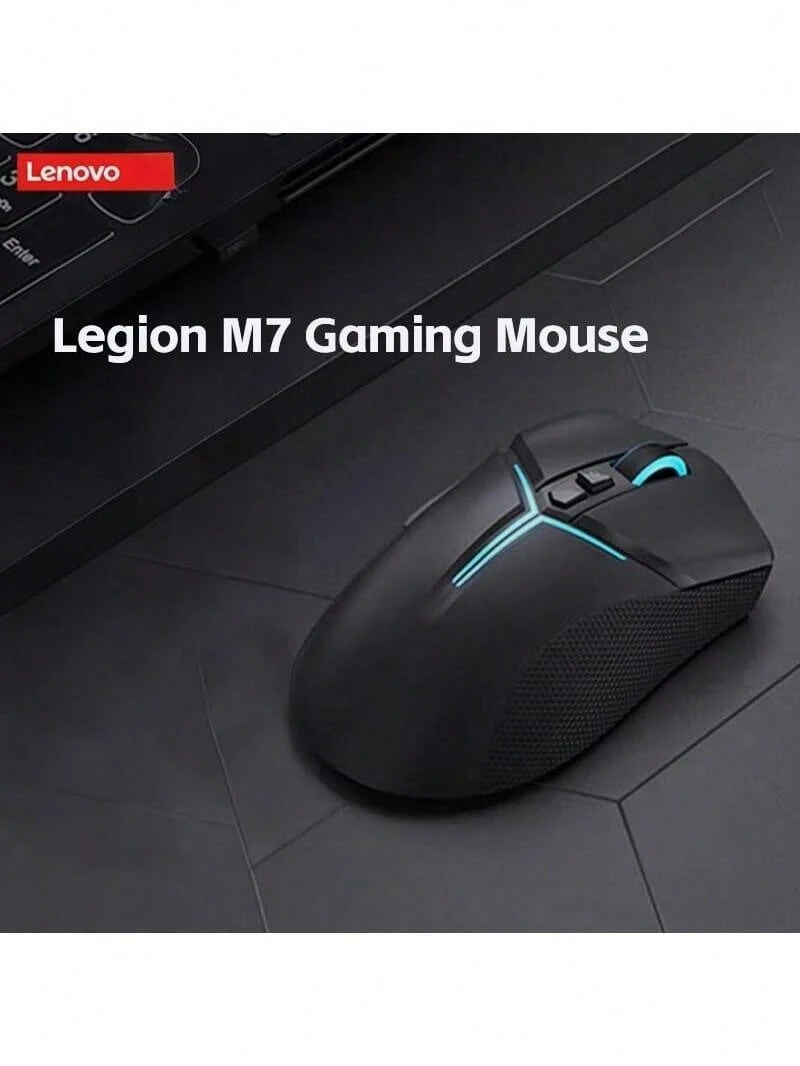 Lenovo Legion M7 Gaming Mouse: High-Performance Optical Micro-Switches, 80g Ultralight Body, Bluetooth 2.4G, Wired Multi-Device Compatibility, Type-C Fast Charging, 9-Button Customizable Settings. - Phantom Black - View 1
