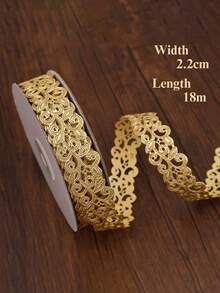 Fita de renda vazada dourada vintage de 20 jardas - Fita elegante de poliéster para costura, tricô e projetos DIY. Ideal para decoração de Dia das Mães, aniversários, casamentos, laços, sacolas de presente e artesanato.