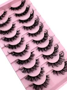 10Pairs Manga Lashes Faux Mink Eyelashes Cat Eye Eyelashes Natural Full False Eyelashes Volumized Eyelash Extension Travel Essentials Makeup Tools - 眼尾拉長款 - 查看 3