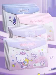 Sanrio 4个装 Hello Kitty A4 可爱卡通 Kuromi My Melody Cinnamoroll 文件袋 透明防水密封袋 塑料袋 开学季学习用品
