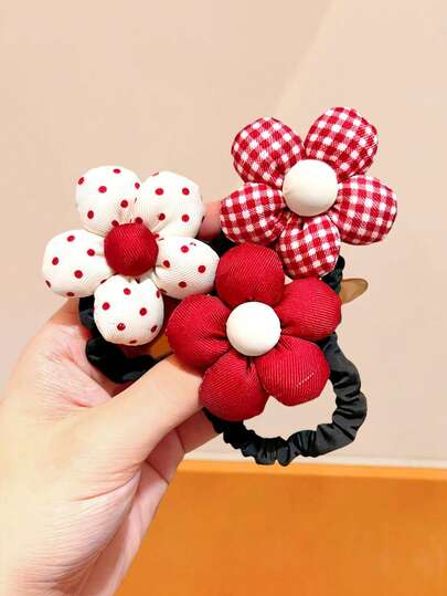 8件套可爱棕色系发圈套装，包含花朵、蝴蝶结、波点、格子等多种款式，是女孩和女士的理想发饰。一套包含多种款式，满足不同发型需求，颜色和款式随机，方便携带。