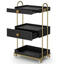 Salon Trolley Cart With Lockable Wheels, Stylist Trolley With 3 Shelves, Salon Storage Cart For Beauty Shop, Barber Shop, Spa Rolling Tray, Salon Tray, Salon Station, Tattoo Tray, Salon Tray On Wheels, Stylist Tray - Black - View 11