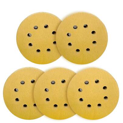 Disco de lijado de 5 pulgadas con gancho y bucle, papel de lija de grano 120 8 agujeros para lijadora orbital para carpintería automotriz (grano 120)