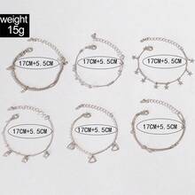 6 件套，酷炫朋克风格，包括心形和星形吊坠、珠链和配套金手链。 - 彩色 - 查看 7