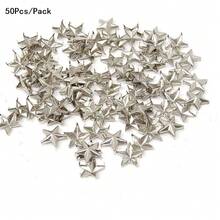 50/100pcs/Pack Metal Silver Star Rivets DIY Clothes Shoes Bags Handmade Clothing Accessories Punk Leather Studs Spikes Spots Nails Head Buttons