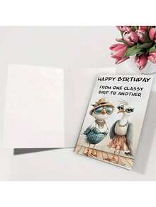 1pc Unique Bird Birthday Card, With "HAPPY BIRTHDAY FROM ONE CLASSY BIRD TO ANOTHER", Two Stylish Bird Designs, Suitable For Expressing Friendship Birthday Gifts, High-Quality Greeting Cards With Envelopes - Multicolor - View 4