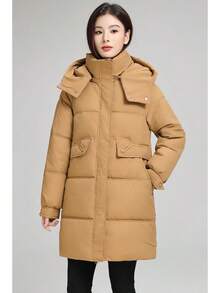 2025 Winter Women's Mid-Length Cotton Coat, Luxury Down Cotton Coat, Korean Style Pant Coat, Chic Casual Cotton Jacket, Coat