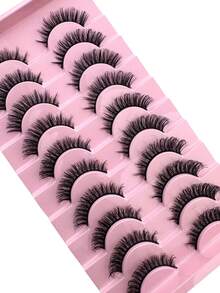 10 Pairs Manga Lashes Faux Mink Eyelashes Natural Full False Eyelashes Travel Essentials Makeup Tools - 自然纖長款 - 查看 6