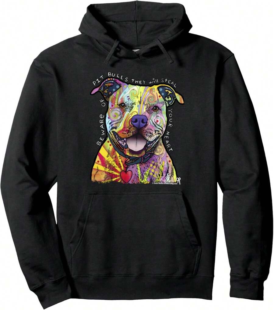 Beware Of Pit Bulls, Dean Russo Pitbull Original - Dog Lover Pullover Hoodie - 黑色 - 查看 1