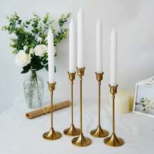 12pcs Elegant Brass Candle Holders, High-End Black Candle Holders - Metal Desktop Candle Holders, Suitable For Dining Table Centerpiece, Romantic Lacquered Candle Holders, Applicable For Wedding Decor, Party, Birthday, Home Atmosphere (Candles Not Included) - Multicolor - View 5