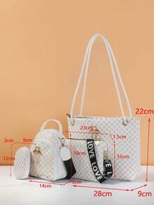 Bộ túi xách mini đeo chéo họa tiết chấm bi thời trang nữ có khóa kéo khóa thường ngày có thể điều chỉnh - trắng - Xem 3