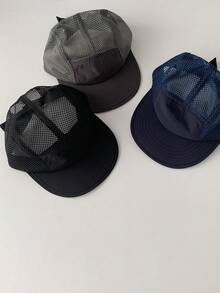 Unisex Colorblock Patchwork Flat Bill Snapback Hat, Streetwear Hip Hop Cap, Quick Dry Breathable Baseball Cap For Outdoor Sports, Summer Sun Protection - Multicolor - View 5