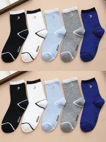 Disney 1 Pair/5 Pairs/10 Pairs Women's Mid-Calf Socks - Socks, Minimalist Crescent Moon Pattern, Couple Mid-Calf Socks, Two-Stripe Sporty Mid-Calf Socks, Versatile Style, Suitable For Daily Wear And As Holiday Gifts - Multicolor - View 12