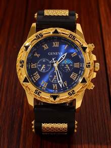 这款4件套男士金蓝撞色腕表套装是男士礼品和配饰的绝佳选择。采用金蓝撞色设计，搭配铆钉表盘，适合各种场合：商务通勤时，搭配西装可提升专业精致感，打破职场着装的单调；