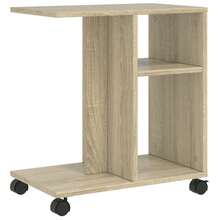 Side Table With Wheels Sonoma Oak 50x30x55 Cm Engineered Wood - Brown - View 8