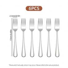 6/12件套不锈钢银色餐叉套装 - 抛光处理，适用于家庭厨房、餐厅，可作沙拉叉和甜点叉，可用洗碗机清洗 - 餐具套装 - 銀色 - 查看 14