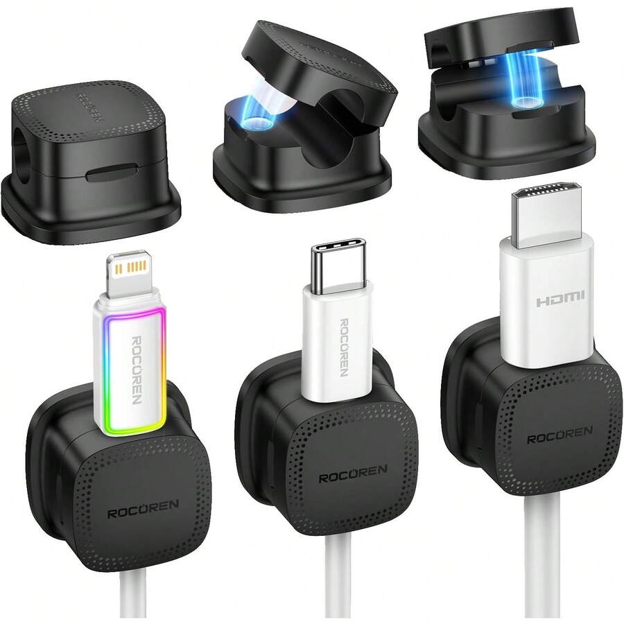 6個セットのケーブルホルダー マグネットタイプ ケーブルクリップ 配線整理 ケーブルスムーズ調整 テーブル周り ワイヤークリップ ワイヤーホルダー 貼り付け強力粘着 USBケーブル収納 デスクトップ デスクトップ デスクトップ 壁 車用 ナイトテーブル さわやか USB-Cケーブル固定 type-c マウスケーブル キーボードケーブル 電源ケーブル ヘッドフォンケーブル サポートオーディオケーブルなど - ホワイト - チェックする 1
