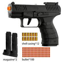 Soft Bullet Gun Toy Pistol With 100 Bullets, 12 Shells, And 2 Magazines New Toy Gun Pistol Hollow Hanging Machine, Toy Foam Blaster, Outdoor Sports Shooting Game.Halloween, Christmas Gifts - 黑色 - 查看 6