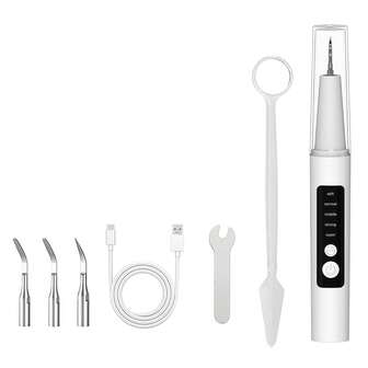 5-In-1 Professional Dental Cleaning Kit: Electric Plaque & Tartar Remover With 5 Modes, LED Light, IPX6 Waterproof, Includes Tongue Scraper And Mirror For Effective Oral Care At Home