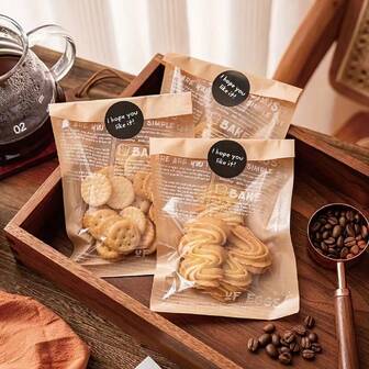 100pcs,50 Bags +50 Stickers, Transparent Heat-Pressed Packaging Bag - Perfect For Packaging Doughnuts And Egg Sandwiches - Single-Use