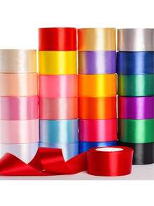 1 Roll Satin Ribbon, Colorful Gift Wrapping Ribbon, Satin Ribbon, Hair Ribbon, Silk Ribbon, Fabric Ribbon, Satin Ribbon, Cake Gift Wrapping Ribbon, Colored Ribbon, 25 Yards Long, Suitable For Christmas, Halloween, Handmade Bow Crafts, Wedding Christmas Decoration, DIY Cards And Gift Packaging - Beige - View 11