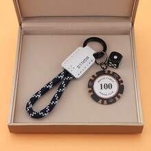 Llavero con colgante de ficha de póquer de aleación de zinc de unicolor y casual, decoración colgante de mochila de varios aros, regalo de alta gama para parejas, instalación DIY - Multicolor - Ver 5