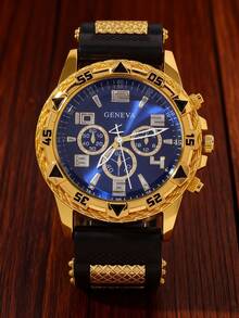 这款4件套男士金蓝撞色腕表套装是男士礼品和配饰的绝佳选择。采用金蓝撞色设计，搭配铆钉表盘，适合各种场合：商务通勤时，搭配西装可提升专业精致感，打破职场着装的单调；