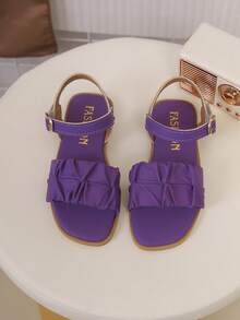 Kids' Fashion Slippers, New Summer Metal Buckle Decor Toe Design, Outdoor Wear-Resistant Anti-Slip Slippers, Versatile Beach Sandals - Purple - View 3