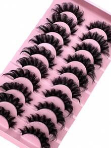 10 Pairs DD Curl Russian Strip Lashes Fluffy Cat Eye Lashes Volume False Eyelashes DD Curl Dramatic Messy Faux Mink Fake Lashes Make Up - 俄羅斯條狀假睫毛 - View 6