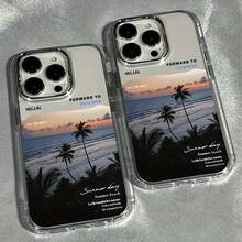 Un estuche de teléfono a prueba de golpes de cuerpo completo con diseño de paisaje de playa, ofrece una protección integral y es una opción estilosa, lo que lo convierte en una opción ideal de regalo. - Color 1 - Ver 1