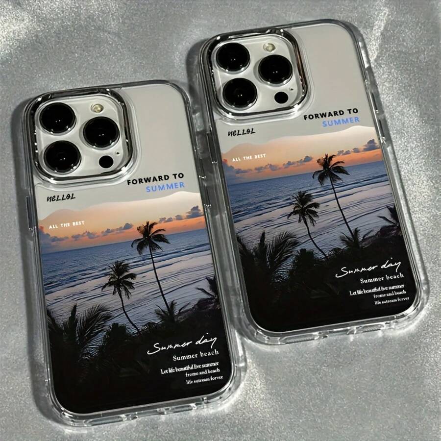 Un estuche de teléfono a prueba de golpes de cuerpo completo con diseño de paisaje de playa, ofrece una protección integral y es una opción estilosa, lo que lo convierte en una opción ideal de regalo. - Color 1 - Ver 1