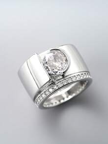 1枚优雅立方氧化锆戒指，女士款，适合婚礼、订婚、周年纪念、派对、情人节等场合佩戴。 - 1# - 查看 3