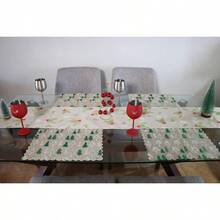 QY- Fuwu Decoraciones navideñas Camino de Mesa Navidad Hecho de Poliester tamaño 185 x 33cm Camino de Mesa navideño Ideal para decoración navideña 4 Modelos Diferentes Guirnalda -6194 - Misceláneas - Ver 5