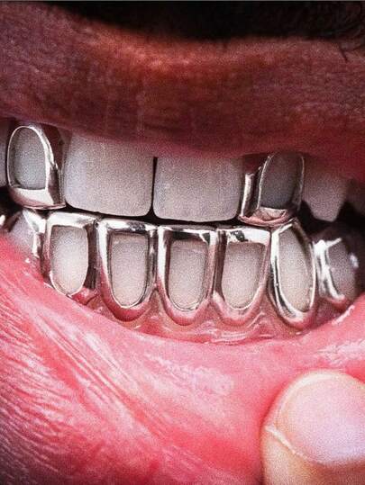 1 Set Hollow Geometric Combination Teeth Jewelry, Fashion Party Accessories, Christmas Couple Gift