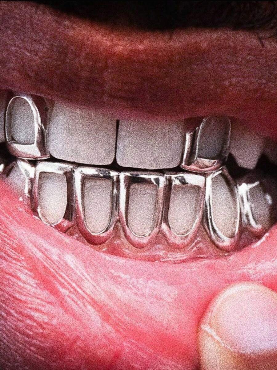 1 Set Hollow Geometric Combination Teeth Jewelry, Fashion Party Accessories, Christmas Couple Gift - Multicolor - View 1