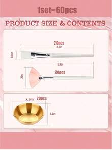 2/3/6/15/24/36/60件玫瑰金面膜刷套装，多种组合可选 - 包含4支扇形刷和4个面膜碗，尼龙刷毛，适用于护肤、面部护理和化妆 - 优雅的玫瑰金设计，适合所有浅肤色，护肤工具，时尚刷具设计，化妆刷，化妆碗，化妆刷，化妆套装，扇形刷，高光刷，化妆刷，面部护理刷，化妆刷，散粉刷，美容刷，化妆刷，面部护理刷，化妆笔，面膜刷，面膜涂抹器 - 彩色 - 查看 16