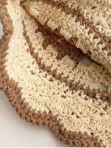 1 件手工钩编镂空撞色休闲渔夫帽，艺术小脸设计，适合女士冬季 - 彩色 - 查看 6