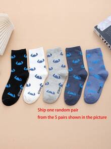 Disney 1 Pair/5 Pairs/10 Pairs Women's Mid-Calf Socks - Stitch Pattern, Couple Mid-Calf Socks, Two-Stripe Sports Mid-Calf Socks, Versatile Style, Suitable For Daily Wear And As Holiday Gifts - Multicolor - View 10