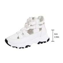 女士时尚厚底圆头镂空拉链运动凉鞋，罗马凉鞋，低帮凉鞋 - 白色 - 查看 8