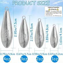Pesas de pesca con tiro de gota para pesca de agua salada y agua dulce de 1 onzas, 2 onzas, 3 onzas, 4 onzas - 1 onza-10 piezas - Ver 3